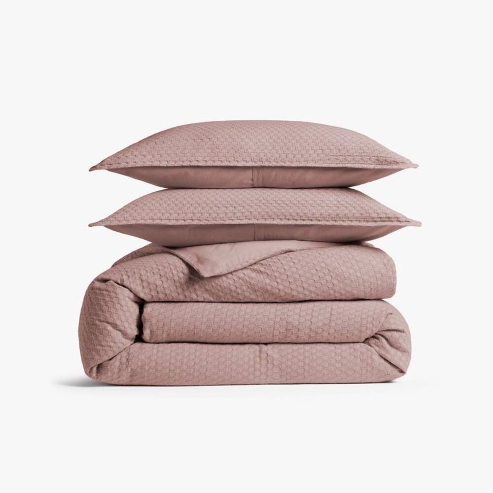 King/California King Honeycomb Cotton Duvet Cover & Sham Set Petal - Parachute